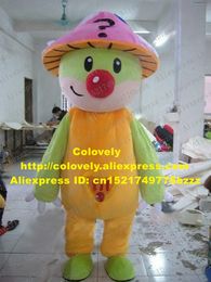 Disfraz de muñeca de mascota Fancy Green Mushroom Boy Disfraz de mascota Mascotte Penester Mole Manor con sombrero rosa grande Ropa naranja Adulto No.2830 Fr