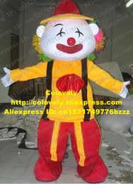 Costume de poupée de mascotte drôle de costume de mascotte d'homme de clown coloré mascotte joker bouffon arlequins bouffon avec chemise jaune pantalon rouge n ° 2820 fr