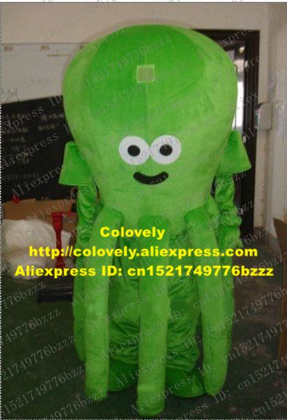 Costume de poupée de mascotte Poulpe verte Poulpe Devilfish Octopoda Costume de mascotte avec grande tête verte Mascotte personnage de dessin animé adulte n ° 30 gratuit S
