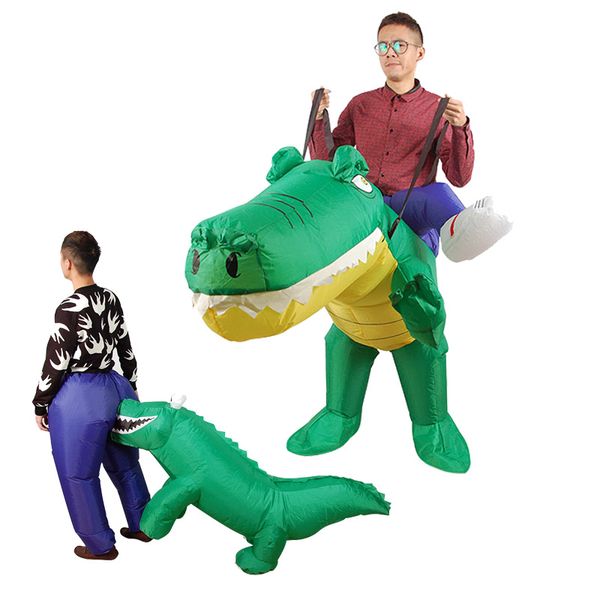 Costume de poupée mascotte Halloween gonflable Crocodile morsure cul fête faux Costume adultes fête tour sur Animal Costume pour femmes hommes