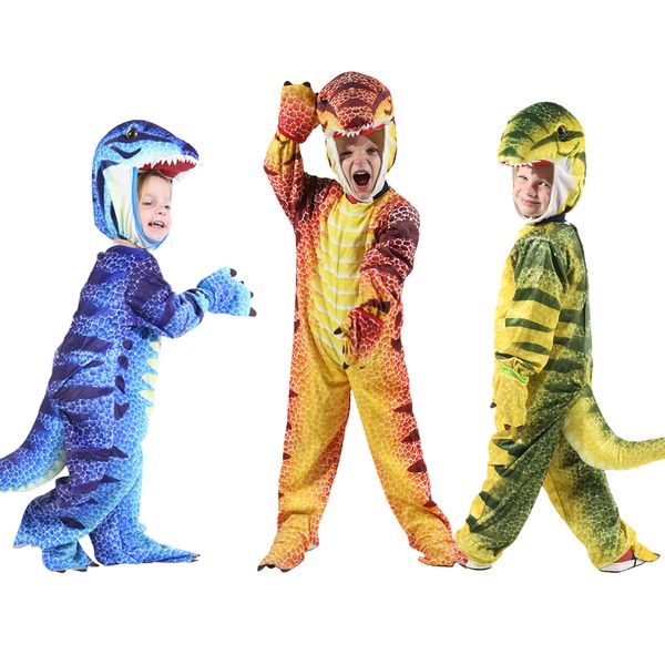 Mascotte poupée costume Hot Kids Costume Garçons Petit T-Rex Anime Costume Dinosaure Combinaison Halloween Costumes De Fête De Noël