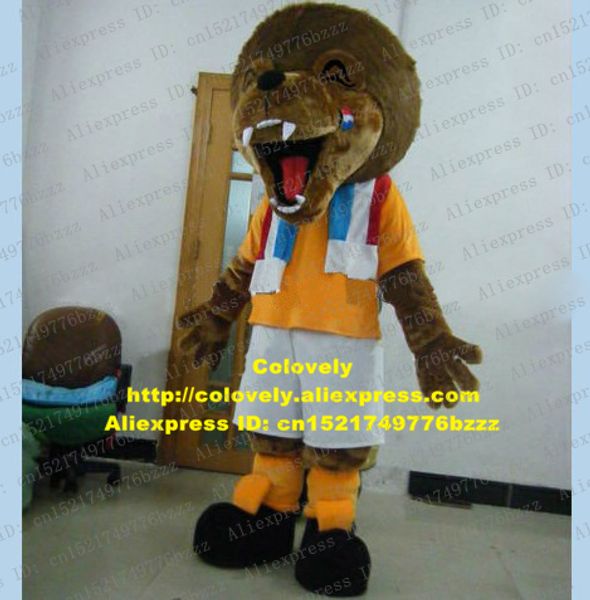 Mascot Poupée Costume Humoristique Brown Lioness Lioness Simbalion Leone Simba Mascotte Costume avec une dent blanche Sharp Black Globe Nez No.4934 Gratuit
