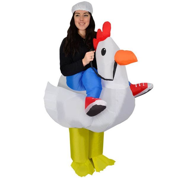 Costume de poupée de mascotte Costumes d'Halloween de poulet gonflable Montez sur le COSTUME ADULTE DE POULET GONFLABLE TENUE de pompe à air costumes d'halloween pour wo