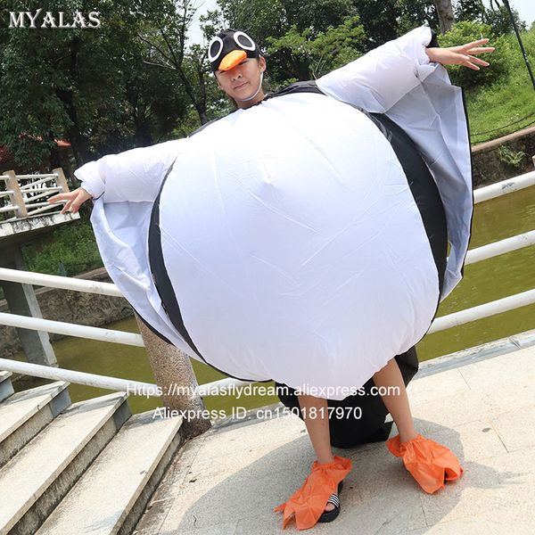 Costume de poupée de mascotte Costume de pingouin gonflable pour femmes hommes adulte fête carnaval animateur robe Costume Halloween animal pourim vêtement scène