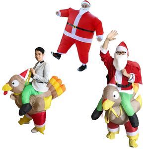 Costume de poupée de mascotte Costume de dinde rôtie gonflable Père Noël Ride Poulet pour adultes Robe de Noël gonflable Costume de mascotte Vêtements