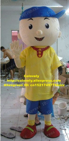 Traje de la mascota de la muñeca Lively Colorful Caillou Boy Traje de la mascota Mascotte Spadger Lad Adult With Big Blue Cap Chubby Round Head No.2533 Free S