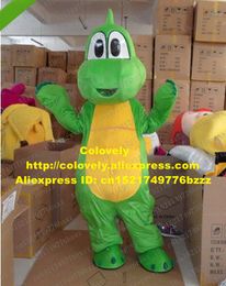 Costume de poupée de mascotte Costume de mascotte de dinosaure Yoshi vert animé Mascotte Dino Phytodinosauria avec visage heureux ventre jaune adulte No.969 gratuit