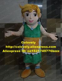Costume de poupée mascotte jolie verte femme d'âge moyen mère mascotte déguisement mascotte femme au foyer adulte avec poils jaunes goutte bleue n ° 3730 gratuit