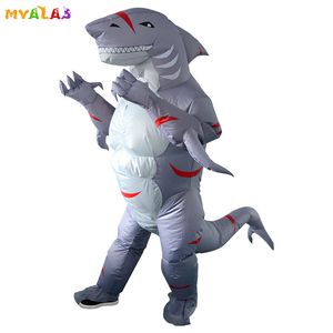 Costume de poupée de mascotte Pourim Gonflable Alien Shark Costumes Dessin Animé Hommes Exploser Déguisement Combinaison Vacances Carnaval Fête Drôle Fête Adulte