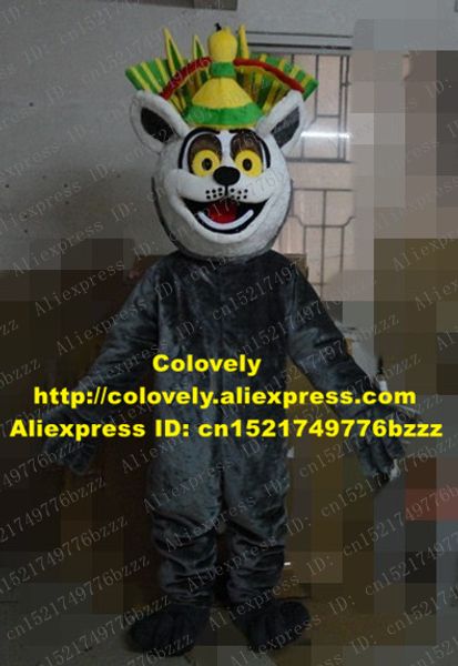 Costume de poupée de mascotte, costume de mascotte d'ours raton laveur marron intelligent, mascotte de raton laveur Procyon Lotor pour adulte avec de grandes rayures jaunes et vertes, chapeau No.3750 Fr