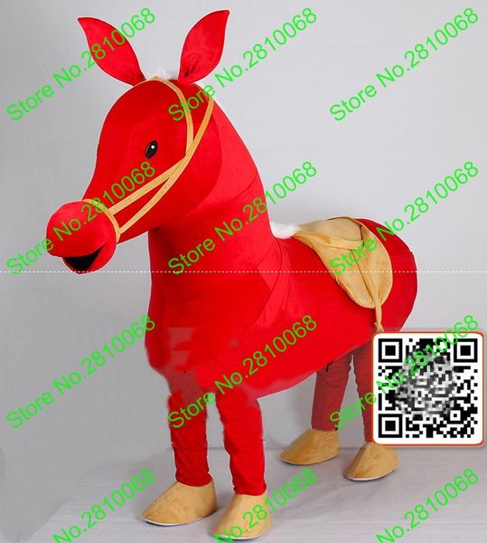 Costume de poupée de mascotte Syflyno EVA Matériel Deux personnes portant un spectacle de costumes de mascotte de cheval rouge Accessoires de film Dessin animé Vêtements Quatre styles 479