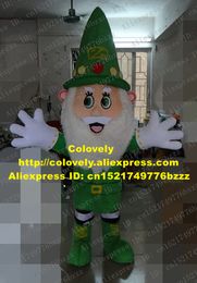 Costume de poupée mascotte Costume de mascotte de père Noël vert vif Mascotte du père Noël Kriss Kringle avec grand chapeau vert barbe blanche No.2947 Fr