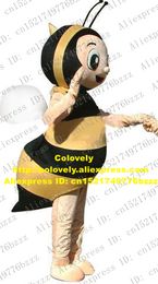 Costume de poupée mascotte Vivid Yellow Black Bee Apidae Honeybee Couple Mascot Costume With Yellow Stripes Smiling Face Mascotte Adult No.156 Free