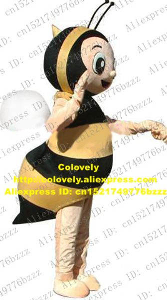 Costume de poupée mascotte Vivid Yellow Black Bee Apidae Honeybee Couple Mascot Costume With Yellow Stripes Smiling Face Mascotte Adult No.156 Free