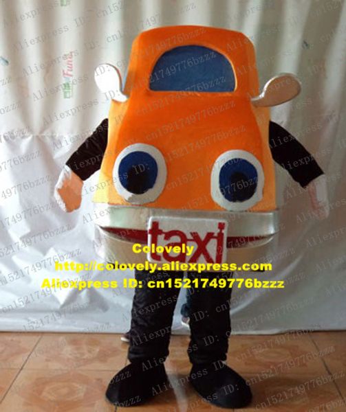 Costume de poupée mascotte Taxi jaune vif Hack Kab Véhicule Voiture Rook Machine EuroCity Limousine Berline Costume De Mascotte Fenêtres Bleues No.5007