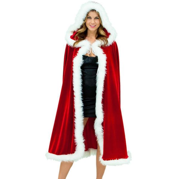 Mascotte costume de poupée Femme Festival Noël Nouvel An Xmas Rouge Manteau Manteau Filles Halloween Costume Princesse Partie Jeu de Rôle Maquillage Tenue