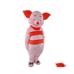 Mascot Halloween Happy Piglet Pig Pig Cartoon Rosa Rosa Carácter navideño Carnaval Fantasía Drop entrega un dhhz8