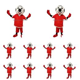 Mascot Hoge kwaliteit Real Pictures Deluxe Red voetbalkostuum Cartoon ADT Maat Drop levering kleding Kostuums DH3BT
