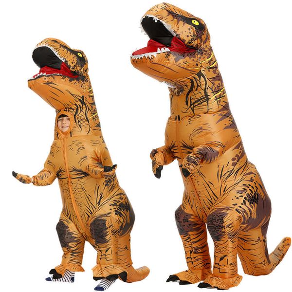 Mascota niños dinosaurio disfraces adulto Dino T Rex disfraz inflable Purim fiesta de Halloween disfraz para carnaval Cosplay vestido traje Y0903