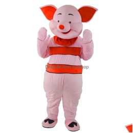 Costume de cochon de porcelet de mascotte, robe fantaisie de fête d'ami, tenue d'anniversaire d'halloween, taille Adt, livraison directe, Costumes Dheft