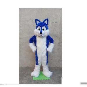 Mascotteuitverkoop Deluxe lang bont blauw Husky-kostuum Kerstmiskostuum Halloween Droplevering Kledingkostuums Dhhfr