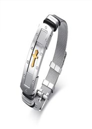 Bracelet masculin en maille en acier inoxydable bracelet Bangle09611145