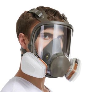 masker 6800 7 in 1 6001 Gasmasker zuur stofmasker Verf Pesticide Spray Siliconenfilter Laboratoriumpatroon Welding206P