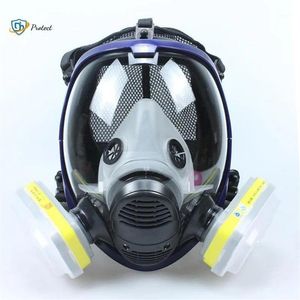 Máscara 6800 7 en 1 Máscara de gas Respirador a prueba de polvo Pintura Pesticida Spray Silicona Filtros de cara completa para soldadura de laboratorio 12146