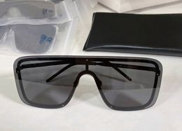 Masque noir Rectangle lunettes de soleil gris foncé lentille femmes hommes mode lunettes Sonnenbrille Gafas de sol accessoires avec étui boîte