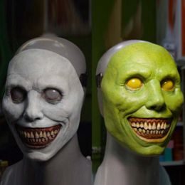 Máscara disfraz sonrisa exorcista ojo rodar látex divertido media cara máscara de terror de Halloween