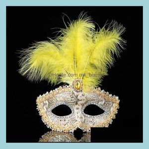 Mask Feathers Wedding Party Maskers Maskerade Venetiaanse dames dame sexy carnaval mardi gras kostuum g1171 drop levering 2021 feestelijke supplie