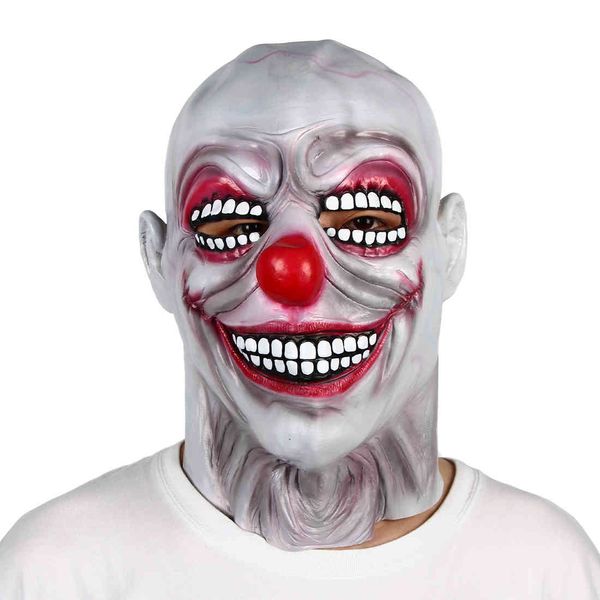 Masque Halloween fantaisie fête Latex couvre-chef de terreur déguisement bizarre effrayant mal Clown horreur dents denses