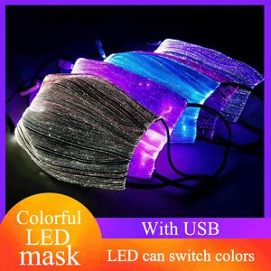 LED Gezichtsmasker Nachtclub Bar Atmosfeer Gloeiende Kleur Veranderende Designer Maskers Oplaadbescherming Kleurrijk Knipperend Facemask