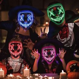 Mask Up Halloween Funny Light leidde het Purge -verkiezingsjaar geweldige festival cosplay kostuumbenodigdheden feestmaskers 0424 s