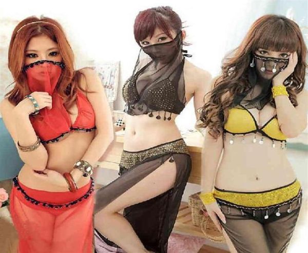 Masked Arab Firl Sexy Lingerie Robe Pole Dance Vêtements Belly Dance Performances de danse Indian Uniforms Sexy Costumes Set23963063003