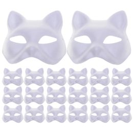 Maskers 20 stuks blanco handgetekend masker maskerademaskers voor vrouwen vrouwen Halloween kleur kat papier wit cosplay partij kind prom