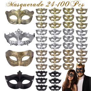 Masques 24100pcs couple mascarade masques en vrac de carnaval vénitien masque Mardi Gras Masque vintage antique pour femme Men de bal costume de fête