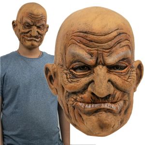 Masques Cosplay Head chauve réaliste gentiment Old Man Fullled Face Face Halloween Mask Castume Costume Prop pour le carnaval Party Mardi Gras