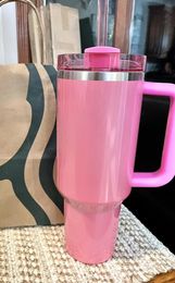 US Stock Neon White Cosmo Pink Tumblers Target Red Flamingo Cups H2,0 40 oz Cup Water Flessen Spring Blue 40oz Valentijnsdag Gift Citron Pool Mokken 0506