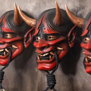 Masks Devil Mask Japonais Monster effrayant Kabuki Samurai Latex Masque Hannya Oni Noh Cosplay Party Grop
