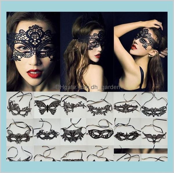 Masques Festive Supplies Home Garden Femmes Sexy Lady Lace Eye Masque pour la fête Halloween Venetian Masquerade Event Mardi Gras robe co5004505