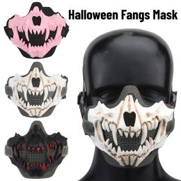 Masques Halfface Fangs Party Mask Cosplay Airsoft Paintball Cover Mask Horror Halloween Cosplay Costume Mask Party Party