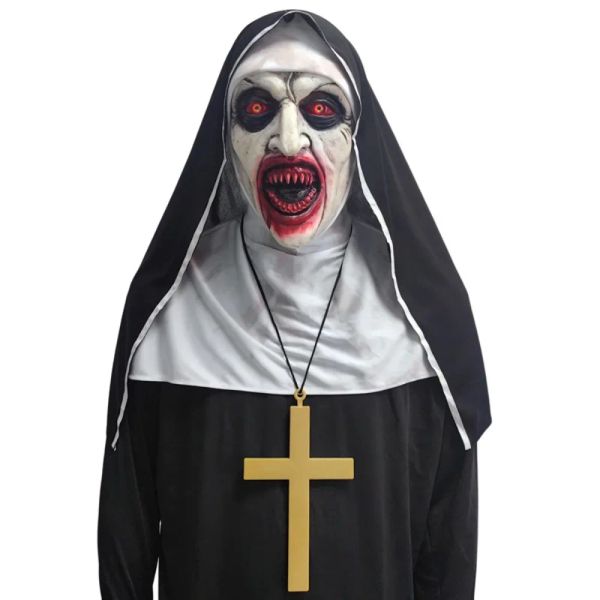 Masques Halloween effrayant nonne masque mascarade Cosplay horreur nonne latex masque Halloween casque fête bouche ouverte nonne Costume jeu de rôle accessoires