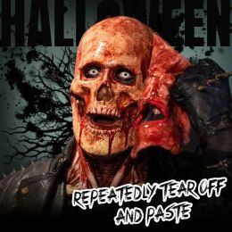 Masques Halloween double couche déchiré, masque en Latex, crâne d'horreur sanglant, masques de fête Cosplay effrayants, Mascaras, décoration d'halloween