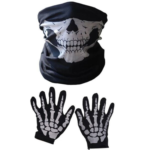 Masques Halloween Skeleton Gants Skull Face Mask Scarf Nec plus chaud Adults Kids Party Cosplay Cospies Sports Runking Cycling Scarf