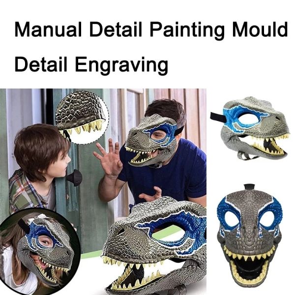 Masques horreur dinosaure Headgear Dragon Lifeke Lifeke Dinosaur Mask Halloween Party Masquerade Cosplay Open Mouth Latex Masque effrayé Cadeaux