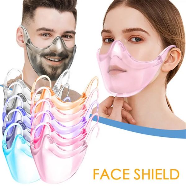 Masques Vendre PC PC Colorful Transparent Mask Clear Radical Alternative Alternative Transparent Bouclier et Respirator PC ANTIFOG FACE SHIELD