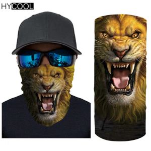 Maskers Hycool Magic Neck Gaiter Face Scarf Animal Lion/Leopard Gedrukt naadloze Sport Camping Headwear Face Shield Masks Ski Bandana
