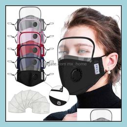 Maskers Kids Vae Face Mask met 2PCS Filter 2 in 1 mond er verwijderbare oogscherm Anti-stof beschermende LSK403 Drop Delivery 2021 Party Festief