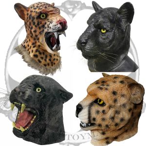 Maskers latex realistische wilde kat cheetah panther leeuw jaguar masker props Halloween Party